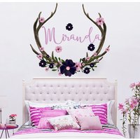 Wandtattoo Name. Rustikale Kinderzimmer Dekor. Geweih Hörner Hirsch Name Aufkleber. Mädchen-Namen-Aufkleber. Themen Wald Auf Die Jagd. Aufkleber von DecalHouse