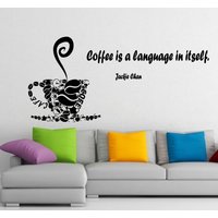 Wandtattoos Jackie Chan Zitat Coffee Is A Language in Itself Tasse Cafe Küche Home Vinyl Aufkleber Kinderzimmer Babyzimmer Dekor M663 von DecalHouse
