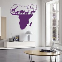 Aufkleber Vinyl Wilde Natur Tierwelt Wandkarte Von Afrika Kontinenten Home Decor Büro Kinder Zimmer Reisebüro Design Fototapete A324 von DecalStoreVienna