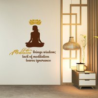 Vinyl Aufkleber Wandbilder Buddha Zitat Meditation Bringt Weisheit Yoga Studio Wandtattoo Lotus Lotos Zen Fitness Boho East Art N39 von DecalStoreVienna
