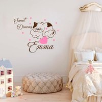 Vinyl Aufkleber Wandbilder Süße Träume Kinderzimmer Wandtattoo Kätzchen Katze Kitty Jungen Mädchenzimmer Monogramm Personalisiert Name Art N29 von DecalStoreVienna