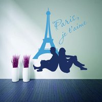 Wand Aufkleber Eiffel Tower Paris Je T " Aime Romanze Sitzend Paar in Liebe Mann Und Frau Vinyl Home Dekor Wohnzimmer Schlafzimmer Wandbilder M56 von DecalStoreVienna