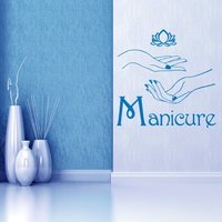 Wand Aufkleber Maniküre Zeichen Nail Salon Hände Lotus Blume Beauty Nagel Kunst Vinyl Home Decor Friseur Frisur Coiffeure M217 von DecalStoreVienna