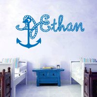 Wand Aufkleber Meer Thema Marine Logo Anker Custom Personalisierte Namen Monogram Girl Boy Kinderzimmer Wandbild Home Dekor Kids Kinder Vinyl M90 von DecalStoreVienna