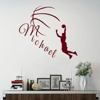 Wand Aufkleber Vinyl Sport Basketball Spieler Ball Team Monogramm Gameboy Personalisierte Namen Baby Kids Club Logo Home Decor Art Wandbilder M39 von DecalStoreVienna