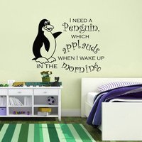 Wand-Aufkleber-Zitat Ich Brauche Einen Pinguin Die Ich Wake Bis in Den Morgen Disziplin Schlafzimmer Kinder Wandbilder Vinyl Aufkleber Home Dekor von DecalStoreVienna