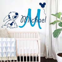 Wandtattoo Vinyl Aufkleber Babysticker Maus Mäuse Bestickt Personalisierter Name Monogramm Baby Mädchen Kinderzimmer Wandbilder S55 von DecalStoreVienna