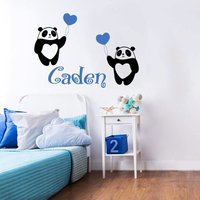 Wandtattoo Vinyl Aufkleber Wandbilder Kinderzimmer Panda Bär Baby Name Mädchen Jungenzimmer Monogramm Personalisiert Art N18 von DecalStoreVienna