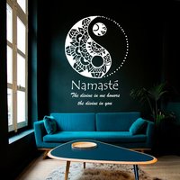 Wandtattoo Yin Und Yang Symbol Namaste Divine in Me Honors You Quote Meditation Yoga Vinyl Aufkleber Home Deco Wohnzimmer Wandbilder S43 von DecalStoreVienna