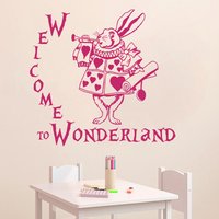 Wandtattoo Zitat Willkommen Wonderland Rabbit Sprüche Alice Im Wunderland Design Baby Zimmer Kinder Vinyl Aufkleber Jeden Raum Home Dekor Wandbild von DecalStoreVienna