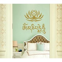 Wandtattoos Lotus Blume Meditation Buddha Yoga Mantra Om Mani Padme Hum Vinyl Aufkleber Dekor Home Schlafzimmer Wohnzimmer Interior Design Wandbilder von DecalStoreVienna