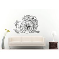 Anker Schiff Boot Kompass Octopus Meer Ozean Wasser Marine Nautik Line Seil Wall Decal Vinyl Aufkleber Wandbild Room Decor L1181 von DecalTrend