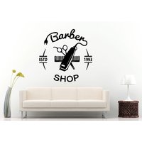 Barber Shop Haar Clippers Bürste Kamm Schere Tool Logo Zeichen Emblem Fenster Wall Decal Vinyl Aufkleber Wandbild Zimmer Decor L1298 von DecalTrend