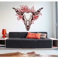 Buffalo Schädel Blume Wandaufkleber, Wand-Dekor von DecalTrend