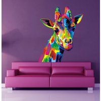 Bunte Giraffe Wandaufkleber, Bunte Wand-Dekor von DecalTrend