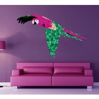 Fliegender Papagei Polygon Wandtattoa, Vogel Aufkleber, Federn Wandaufkleber, Dschungel Raum Dekor, Natur Tiere Design, Helle Idee Für Wohnzimmer von DecalTrend