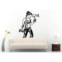 Frau Mädchen Trainieren Fitness Training Bodybuilding Wight Logo Emblem Zeichen Wall Decal Vinyl Aufkleber Wandbild Room Decor L609 Heben von DecalTrend