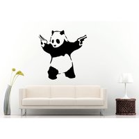 Gangster-Panda-Bär Mit Zwei Kanonen Niedliche Tier Kinderzimmer Wand Aufkleber Vinyl Wandbild Room Decor L996 von DecalTrend