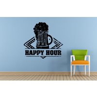 Glückliche Stunde Cocktails Getränke Angebote Stempel Zeichen Logo Store Shop Salon Fenster Wall Decal Vinyl Aufkleber Wandbild Room Decor L1714 von DecalTrend