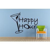 Glückliche Stunde Cocktails Getränke Angebote Stempel Zeichen Logo Store Shop Salon Fenster Wall Decal Vinyl Aufkleber Wandbild Room Decor L1720 von DecalTrend