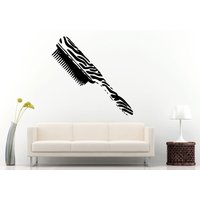 Haarbürste Werkzeug Gerät Ausrüstung Zebra Design Wie Einzigartige Barber Salon Spa Wand Aufkleber Vinyl Wandbild Raumdekor L814 von DecalTrend