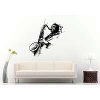 Jazz Sax Saxophon Instrument Tool Mann Player Band Musikrichtung Wall Decal Vinyl Aufkleber Wandbild Room Decor L1140 von DecalTrend