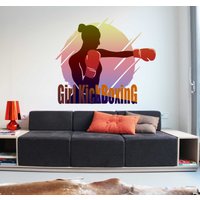 Mädchen Kickboxen Sticker, Boxaufkleber, Mma Wandkunst, Fitness Home Decor Gym, Sportlerin Vinyl Tapete, Frau Kämpfer Design, Sport von DecalTrend