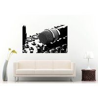Mic Mikrofon Mc Zusätzlich Ein Dj Mixer Einheit Musik Equipment Wall Decal Vinyl Aufkleber Wandbild Zimmer Dekor L924 von DecalTrend