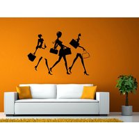 Mode-Shopping Stil Frau Female Mädchen Dressing Design Swag Getup Wand Fenster Aufkleber Vinyl Silhouette Decor L1910 von DecalTrend