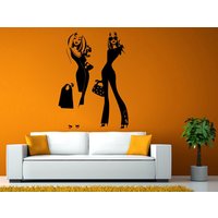 Mode-Shopping Stil Frau Female Mädchen Dressing Design Swag Getup Wand Fenster Aufkleber Vinyl Silhouette Dekor L1912 von DecalTrend