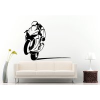 Motorrad Sport Benutzerdefinierte Schritt Rocket Racing Bike Biker Tun Ein Wheelie Wand Aufkleber Vinyl Wandbild Zimmer Dekor L861 Tauchen von DecalTrend