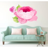 Rosa Pfingstrose Blume Wandtattoo, Rosa Wandaufkleber, Wand-Dekor, Wandkunst von DecalTrend