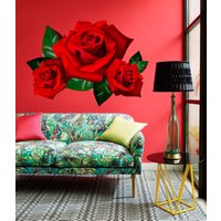 Rote Rosen Wandtattoo, Rote Wandaufkleber, Wand-Dekor von DecalTrend