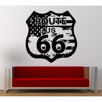 Route 66 Road Zeichen Usa Flagge Jahrgang Grafik Decal Aufkleber Vinyl Wandbild Verlassen Schlafzimmer Zimmer Home Decor Kostenloser Versand L277 von DecalTrend