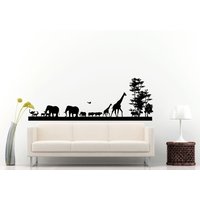 Safari in Afrika Tier Natur Bäume Skyline Ansicht Wall Decal Vinyl Aufkleber Wandbild Room Decor L645 von DecalTrend