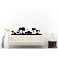 Safari in Afrika Tier Natur Bäume Skyline Ansicht Wall Decal Vinyl Aufkleber Wandbild Room Decor L646 von DecalTrend