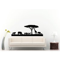 Safari in Afrika Tier Natur Bäume Skyline Ansicht Wall Decal Vinyl Aufkleber Wandbild Room Decor L647 von DecalTrend