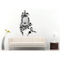 Schöner Schmuck Design Vogelkäfig Mit Vögel Wall Decal Vinyl Aufkleber Wandbild Room Decor L962 von DecalTrend
