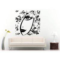Schönheitssalon Salon Girl Frau Gesicht Schöne Blume Floral Hair Wand Vinyl Aufkleber Wandbild Room Decor L727 von DecalTrend