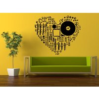 Wand Aufkleber Vinyl Decals Geläut Und Stick Billig Kostenloser Versand Dj-Mixer Plattenspieler Musik L441 von DecalTrend