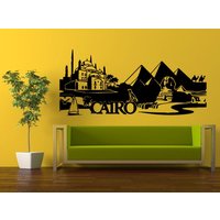 Wand Aufkleber Vinyl Decals Innenraum Dekor Diy Gratis Versand Kunst Ägypten Kairo City Drei Pyramiden Desert Wahrzeichen Skyline View L508 von DecalTrend