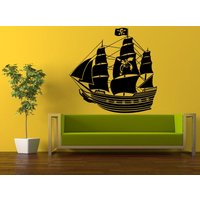 Wand Aufkleber Vinyl Decals Innenraum Dekor Diy Gratis Versand Meer Ozean Pirat Schiff Boot Segel Flagge L535 von DecalTrend