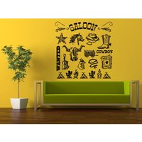 Wildwest Cowboys Wollte, Dass Saloon Kids Boys Kinder Set Wand Aufkleber Vinyl Wandbild Room Decor L852 Zimmer von DecalTrend