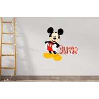 Micky Maus Wandtattoo Cartoon Wanddekor Für Kinder Kinderzimmer Personalisierte Name | K229 von DecalsByXeniya