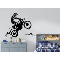 Motorrad Wandtattoo Dirt Bike Wandaufkleber Motorradfahrer Vinyl Aufkleber Für Jungen Schlafzimmer | K276 von DecalsByXeniya