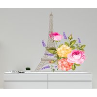 Wandaufkleber Paris/ Eiffelturm/ Paris Mädchenzimmer Dekor/ Frau/ Frankreich | K516 von DecalsByXeniya