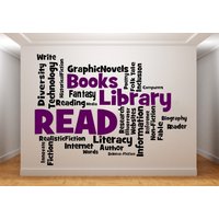 Wandtattoo Bücherregal/ Klassenzimmer/ Lesezimmer/ Bücherregal Deko/ | K648 von DecalsByXeniya