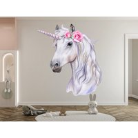 Wandtattoo Einhorn/Aquarell Kinderzimmer Mädchenzimmer Wandkunst Dekor | K841 von DecalsByXeniya