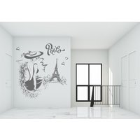 Wandtattoo Paris/ Paris Eiffelturm/ Mädchenzimmer/ Frau/ | K355 von DecalsByXeniya