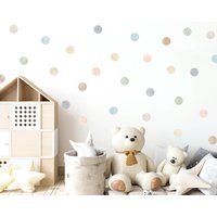 Aquarell Neutral Kreis Wandaufkleber, Weiche Pastell Polka Dot Neutrales Kinderzimmer Dekor, Spielzimmer Boho Wandtattoos von DecalsOnlineUK